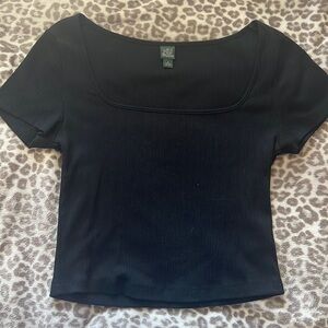 Wild fable black square neck ribbed tee size small